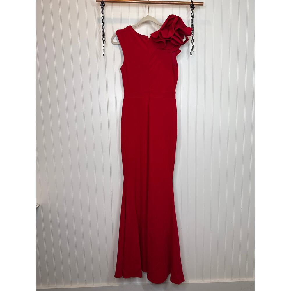 NWT Lulus Lucette Red Sleeveless Ruffled Mermaid Maxi Dress Wedding Holiday Sz L - Picture 8 of 10